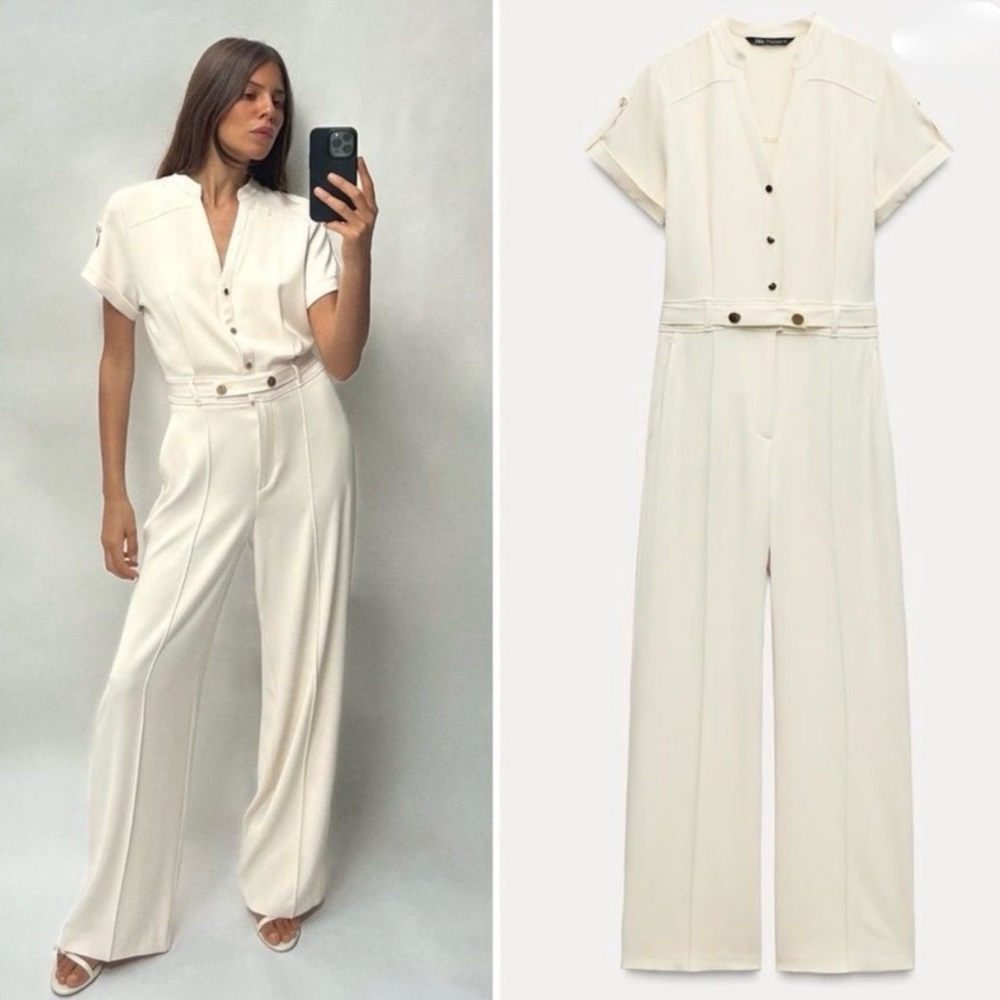 Zara Crape jumpsuit with golden buttons - XS (runs a little bit big)